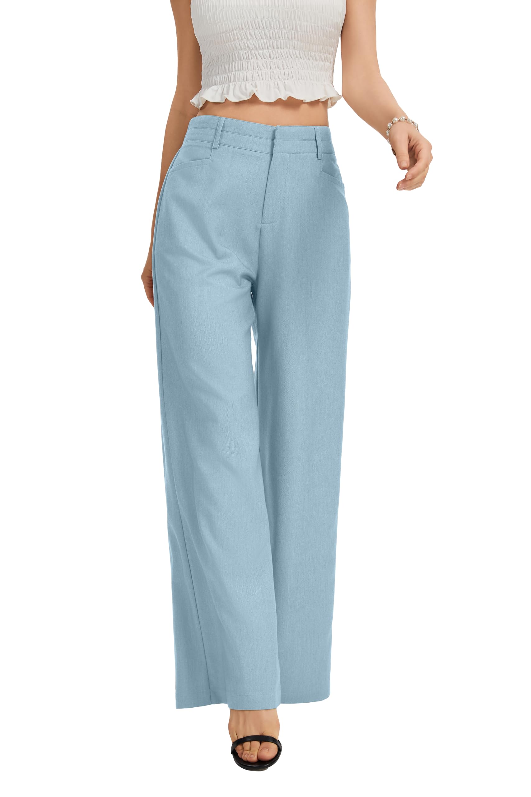 FUNYYZO Wide Leg Dress Pants for Women Work Slacks Business Casual Outfits