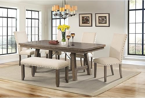 Picket House Furnishings Dex - Juego de comedor de 6 piezas en nogal y crema