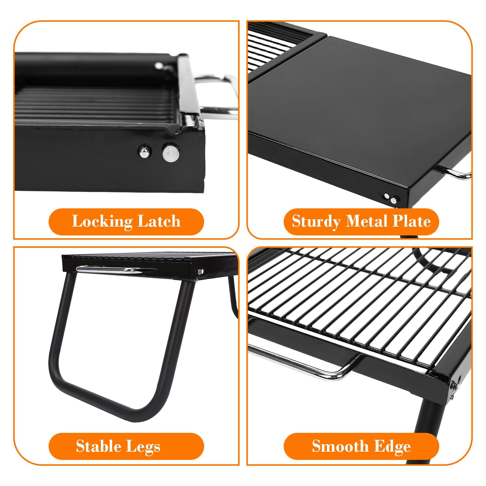 GFTIME Barbecue pieghevole da tavolo con griglia e piastra, 57 x 28 cm, griglia pieghevole con borsa per il trasporto, per falò, picnic, barbecue e feste in giardino