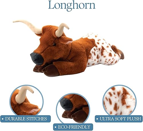 Miniatura 4 de The Petting Zoo Longhorn - Peluche de animales de peluche, regalos para niños, animales salvajes de Onez, juguete de peluche de cuerno largo, 24