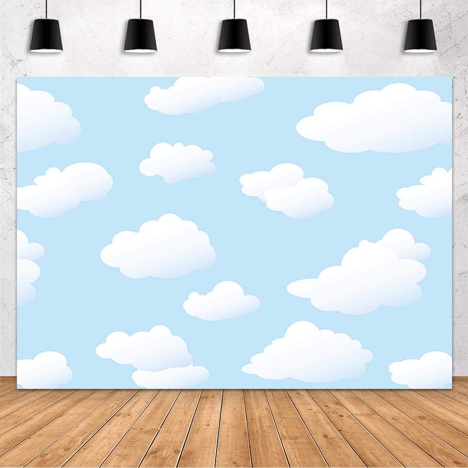 MEHOFOND 5x3ft Blue Sky Backdrop Cloud Cartoon Birthday Party Decoration Backdrop for Boy Kids World Travel Aviator Step and Repeat Dessert Baby