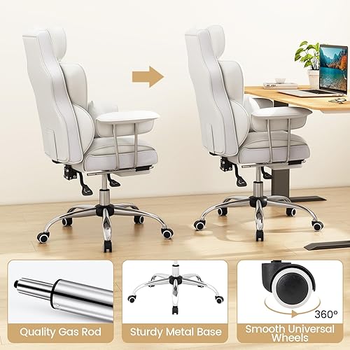 Miniatura 6 de COSTWAY Silla de oficina grande y alta de 400 libras, silla de escritorio ejecutiva de piel sintética con reposapiés retráctil, función reclinable,