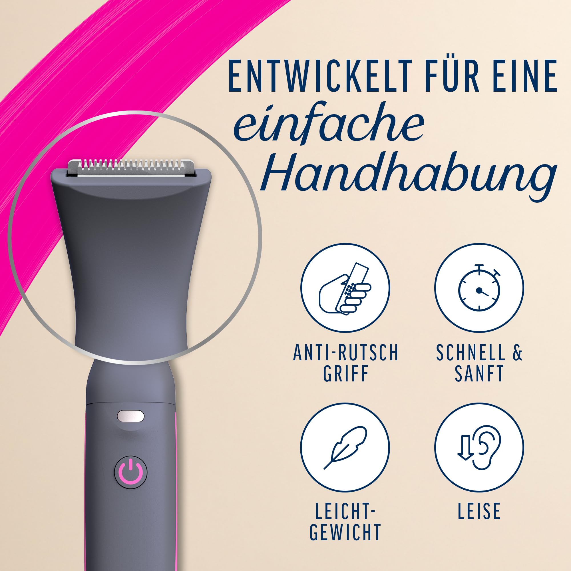Veet Expert Intimate All-In-One Trimmer - Damen Haartrimmer & Intimrasierer für Gesicht, Augenbrauen, Intimbereich & Achseln - Sanfter Rasierer mit Präzisionsaufsatz für Frauen - Wasserfest