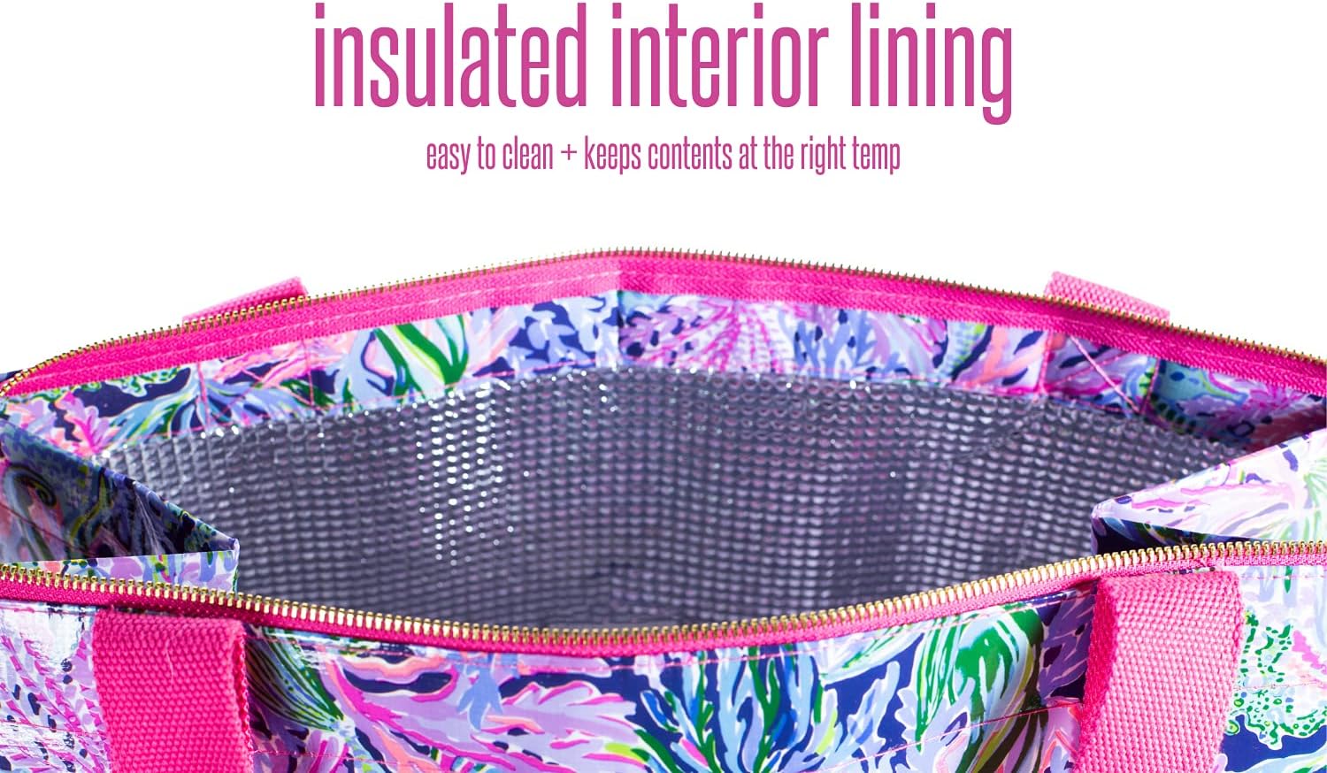 Lilly Pulitzer Insulated Market Shopper Bag Large Capacity, Oversize Reusable Grocery Tote with Thermal Insulated Interior - Image 3