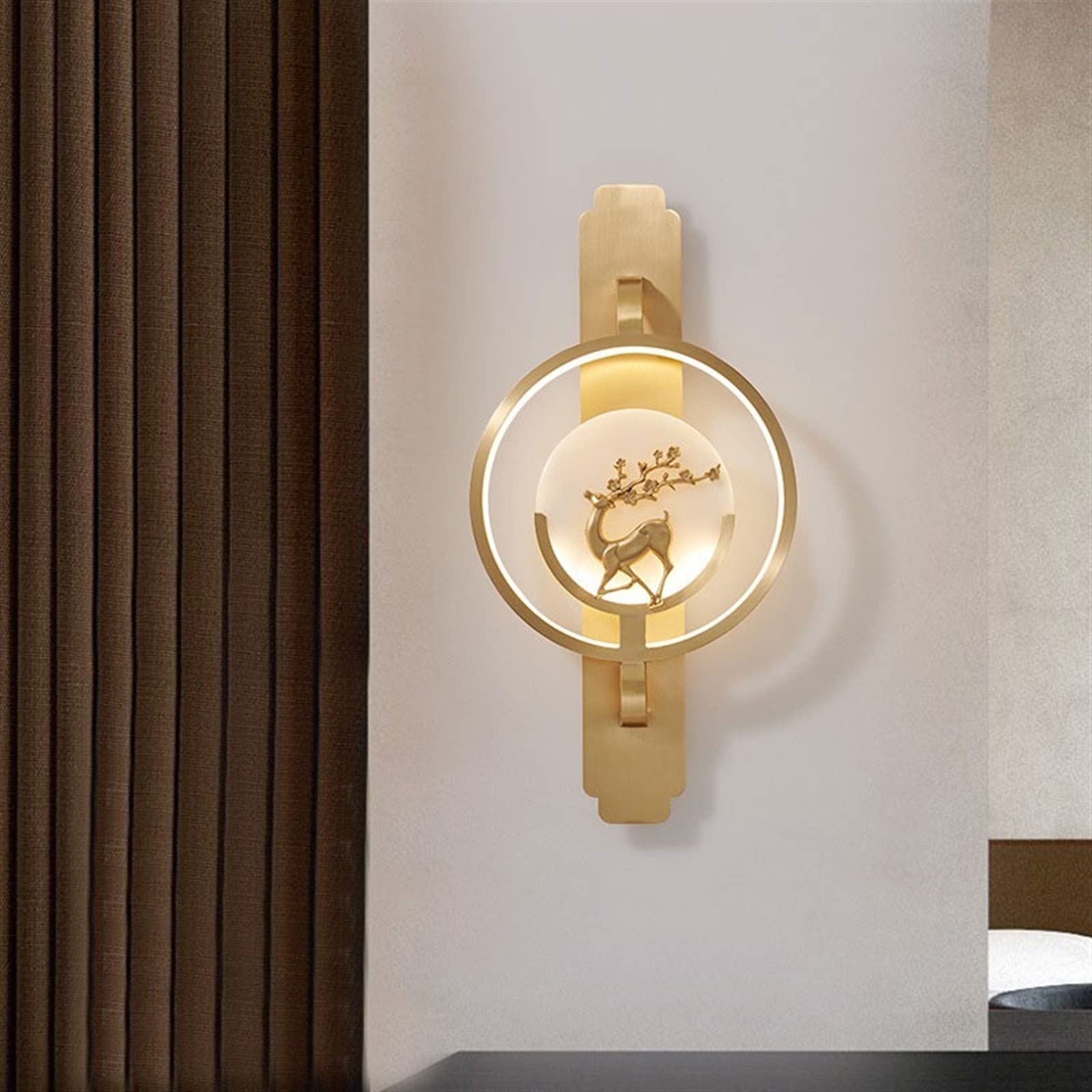 lampa ścienna Lekka luksusowa miedziana lampka nocna do sypialni nowoczesna i modna lampa ścienna do telewizora długa dekoracyjna lampa ścienna kinkiet do sypialni