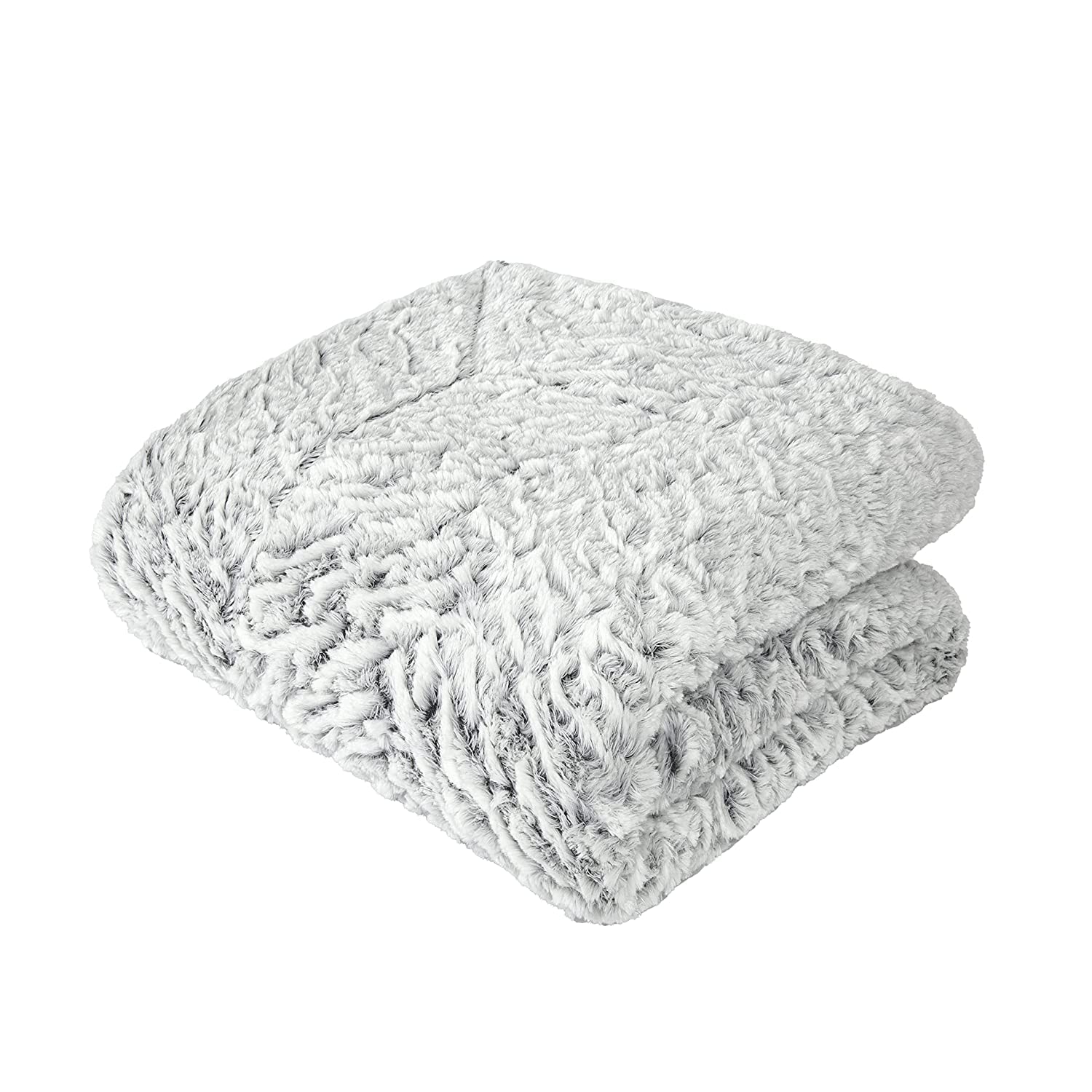 Sleepdown Luxury Tone Tone Faux Fur Grey Charcoal Throw Over Sofa Super Soft Warm Cosy Bed Blanket Bedspread - 150cm x 200cm