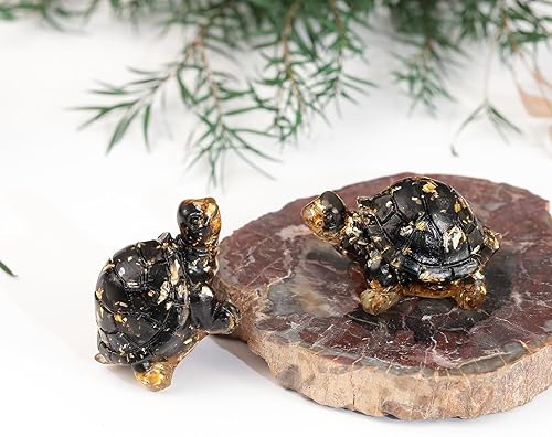 Miniatura 10 de Rockcloud Paquete de 2 figuras de resina con diseño de tortuga, jaspe rojo, piedra pulida, cristal, estatua de tortuga, reiki, para colección