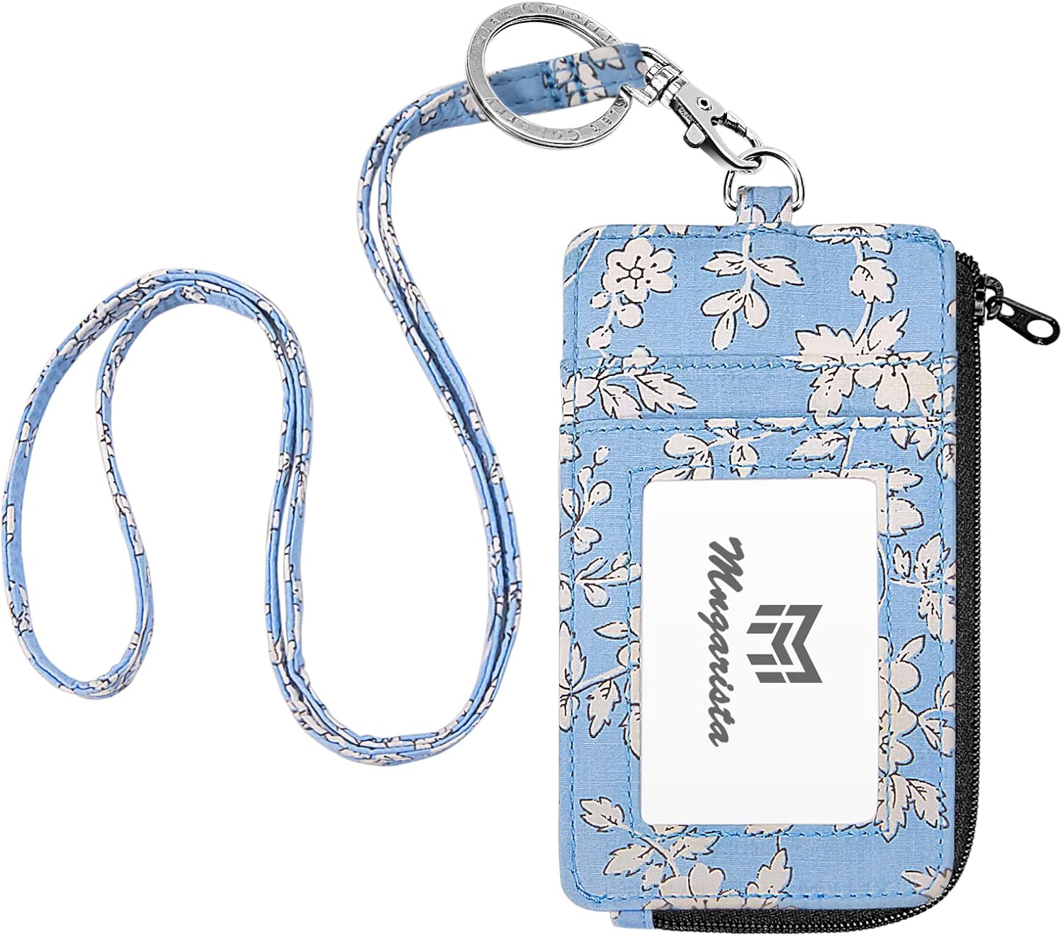 MNGARISTA Fashion Badge Holder with Zipper, Cute ID Badge Card Holder Wallet with Lanyard Strap for Offices ID, School ID, Driver Licence