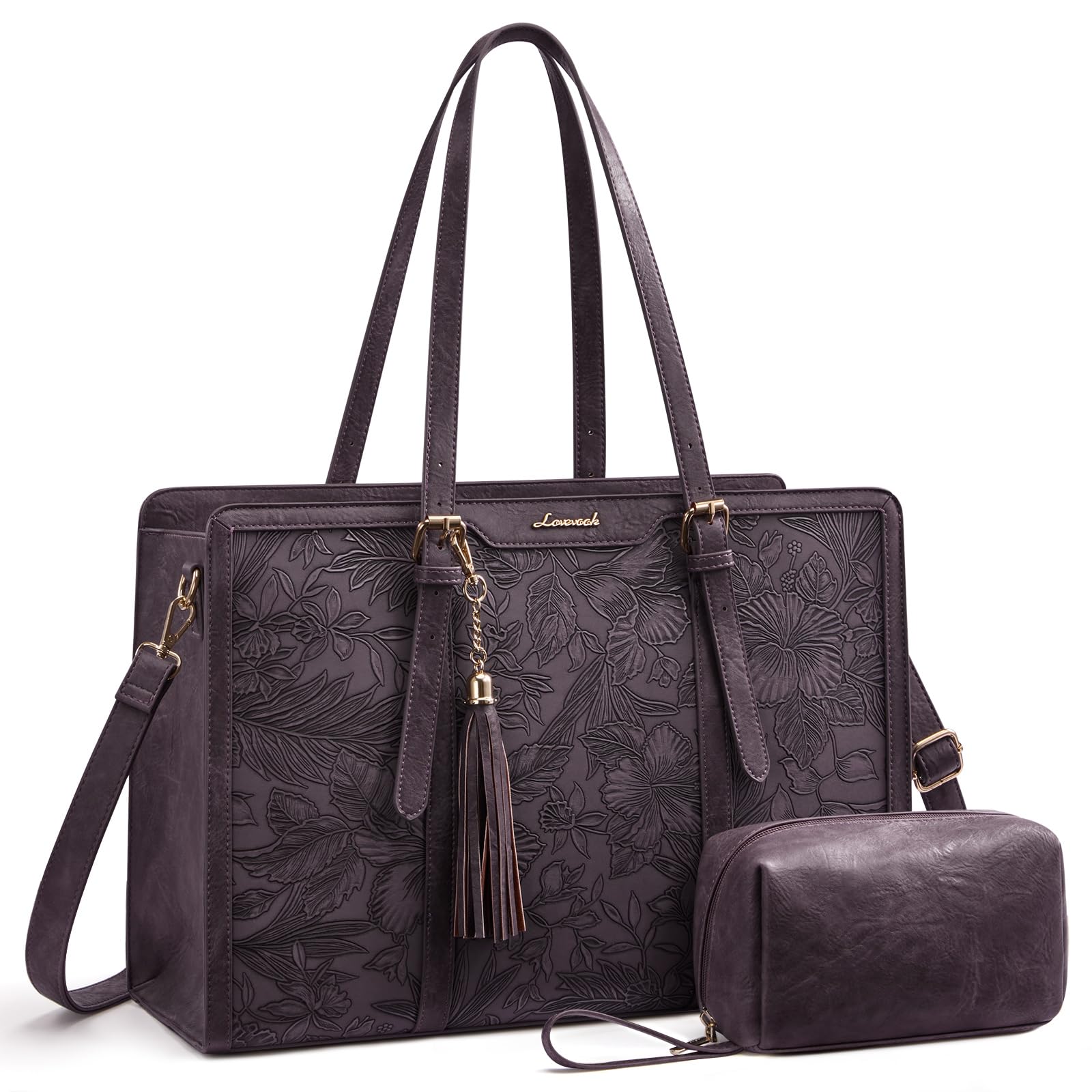 LOVEVOOK PU Leather Laptop Tote