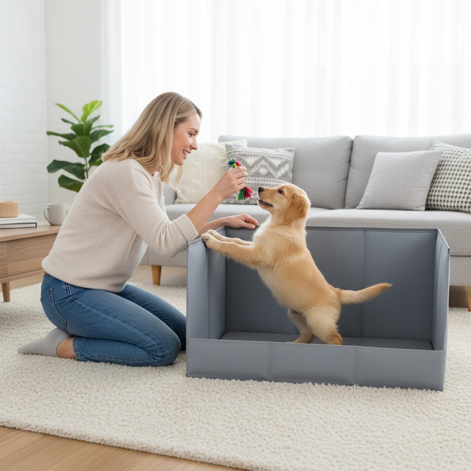 Vasino Per Cani Da Interno Impermeabile Con Bordi Alti E Portatile | Stazione Igienica per Cani da Interno Per Casa Appartamento Soggiorno Esterno Balcone Patio Pulizia
