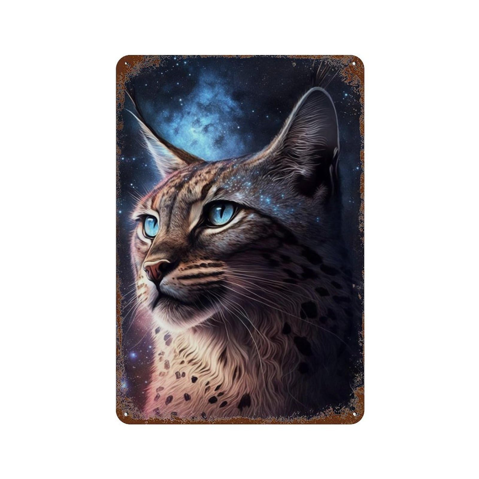 Galactic Lynx Portrait-2 11.8"x7.9" Vintage Rust Metal Sign, Classic Wall Plaque for Pub, Kitchen And Man Cave Decor