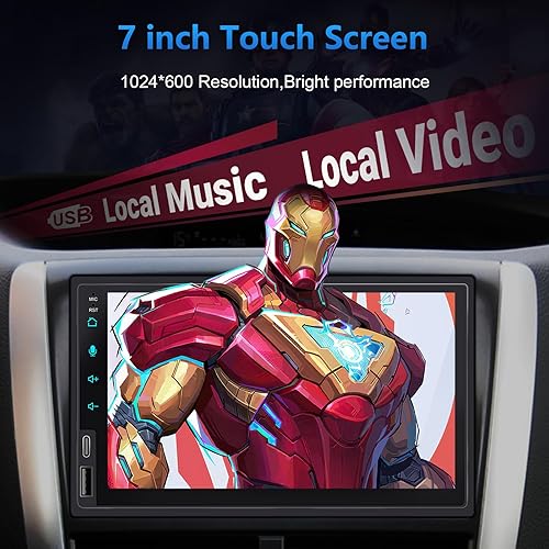Miniatura 5 de Estéreo de coche de doble DIN de 7 pulgadas con CarPlay inalámbrico y Android Auto inalámbrico, radio de coche con pantalla táctil con Bluetooth,