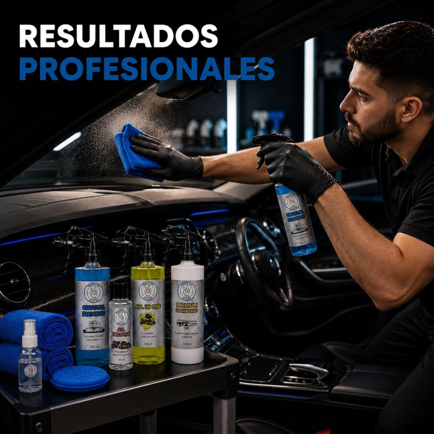 B&C Detailing Pack Interior Premium para Coche, Kit de Limpieza con 11 Piezas, APC, Salpicaderos y Microfibras