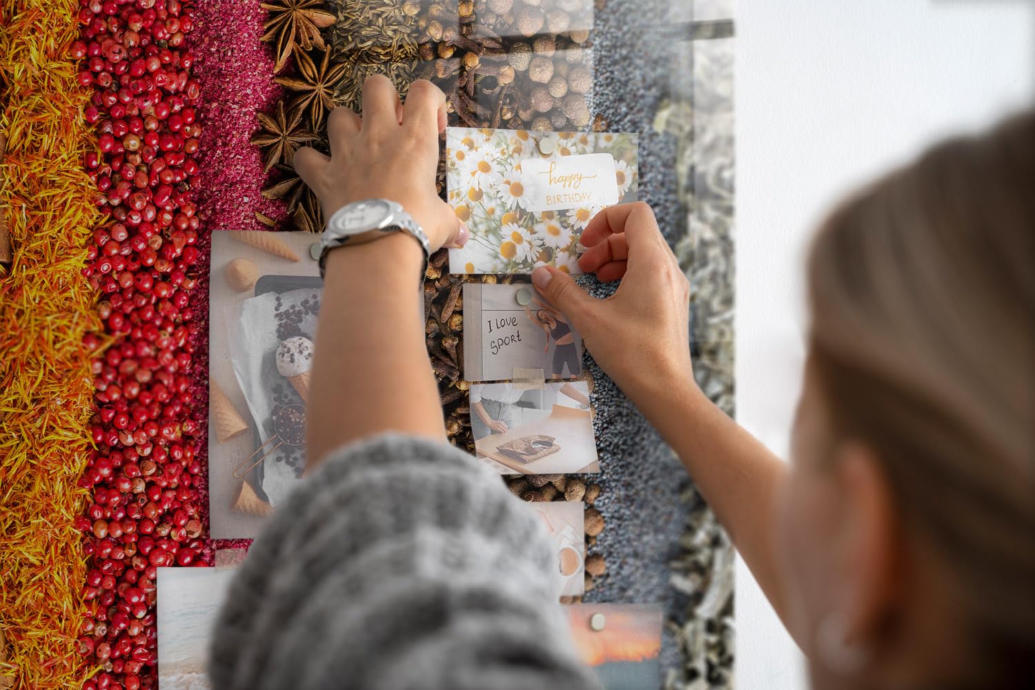 Magnettafel für Schule Gastronomie und Büro 100x70 Reihen von Gewürzen | Pinnwand | Glas | Memo | Organizer | Planer | Sicherheitsglas | Paneel | Infoboard | Wochenplaner | Terminkalender