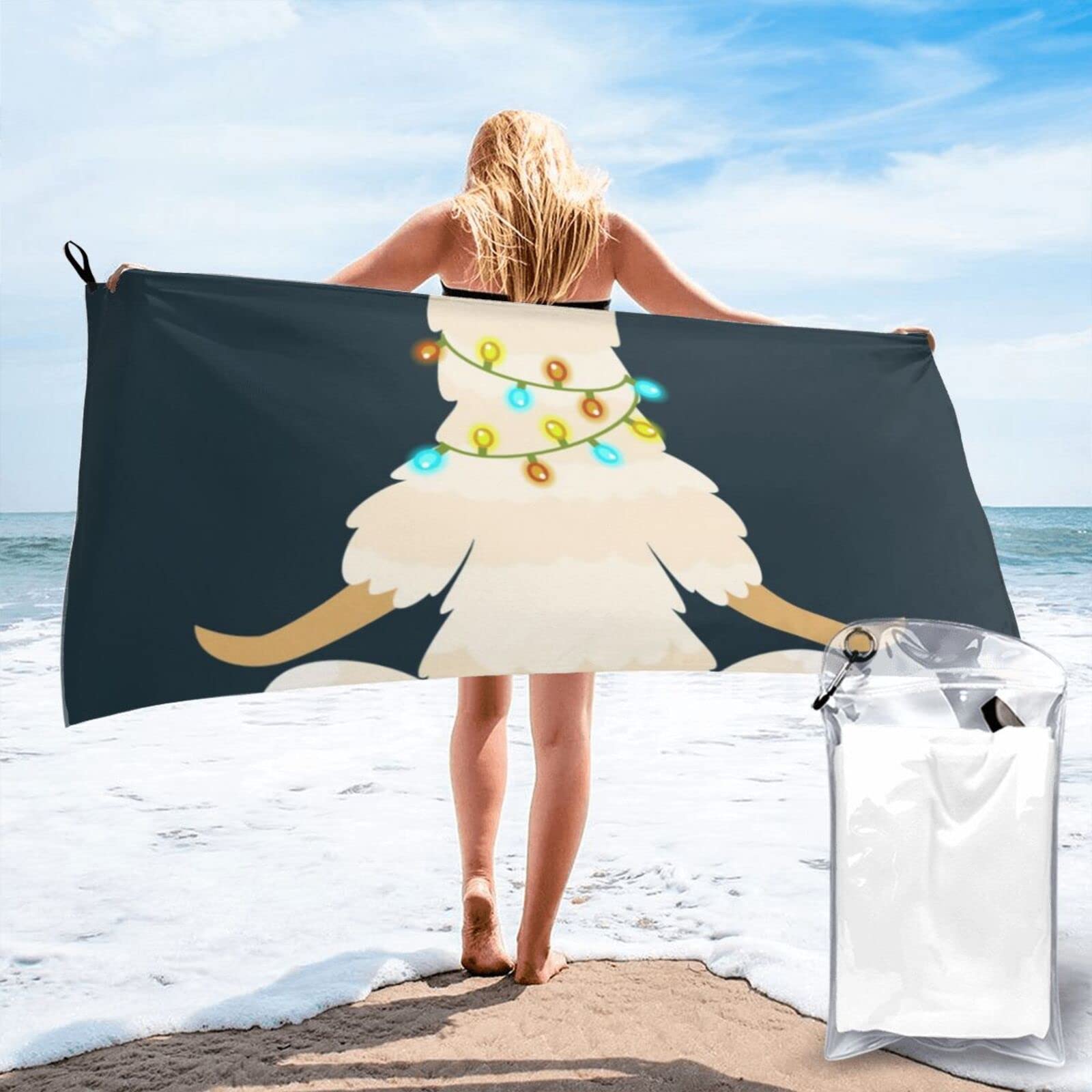 Lawenp Cute Llama Microfiber Beach Towel Adults Large Quick Drying Bath Towel Travel Towels with Pouch 31.5"x63"