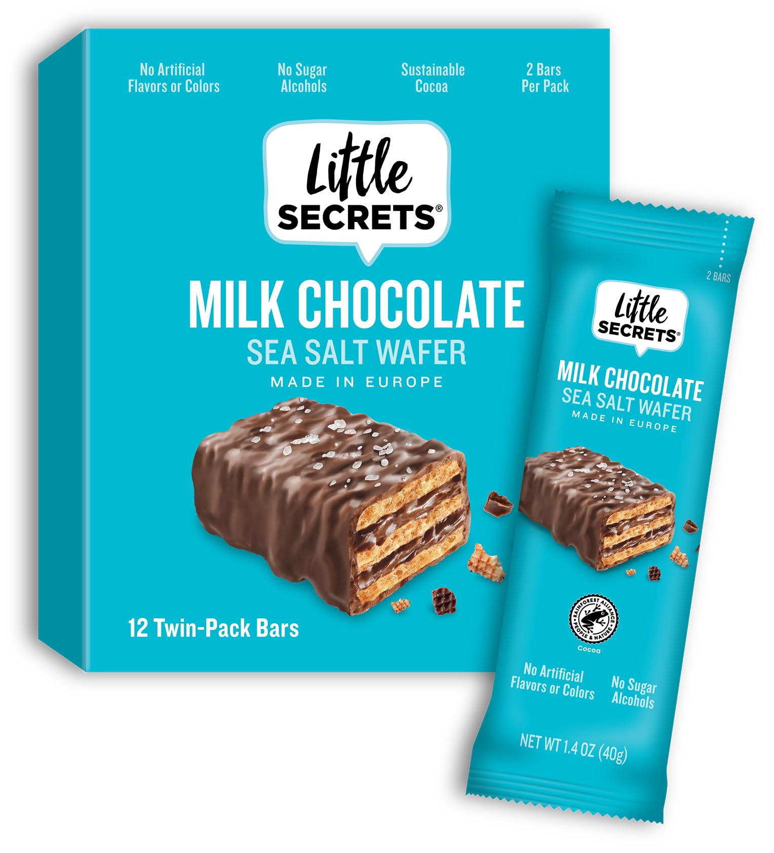 Little Secrets | Milk Chocolate Crispy Wafers | Made in Europe | Nothing Artificial & No Sugar Alcohols | Sustainable Cocoa (1.4 Ounce (Pack of 12))