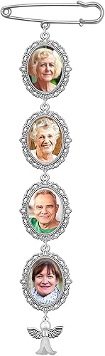 Broche para fotos de boda, diseño de ángel en cascada, 4 marcos para madres, novios o ramo de flores