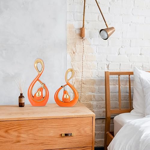 Miniatura 7 de Estatua de elefante para decoración del hogar, estatua de elefante de la suerte de cerámica naranja dorado, decoración moderna de elefante, figuras