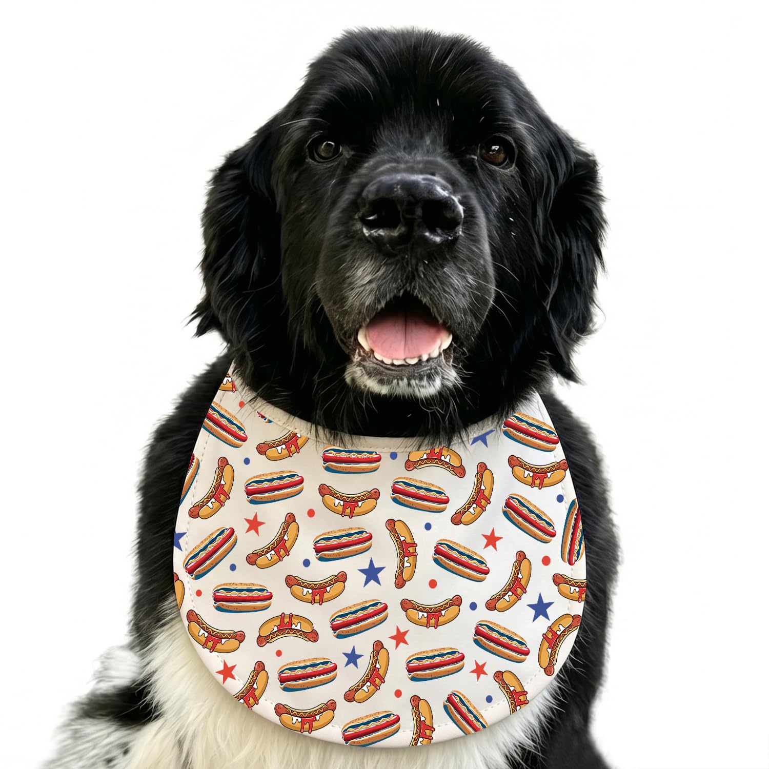 Hot Dog Theme Dogs Drool Bib Hotdog Lover Gift Pet Bib For Medium Large & Giant Breed Adjustable Bandana Newfie Saint Bernard Mastiff (hot dog bib2)