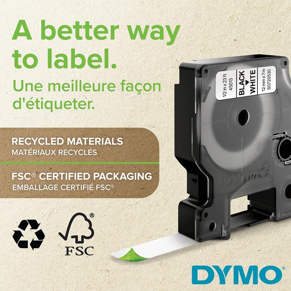 DYMO Rhino Industrial Permanent Polyester Labels 19 mm x 5.5 m Black Print on Clear Self-Adhesive for LabelManager & Rhino Label Makers