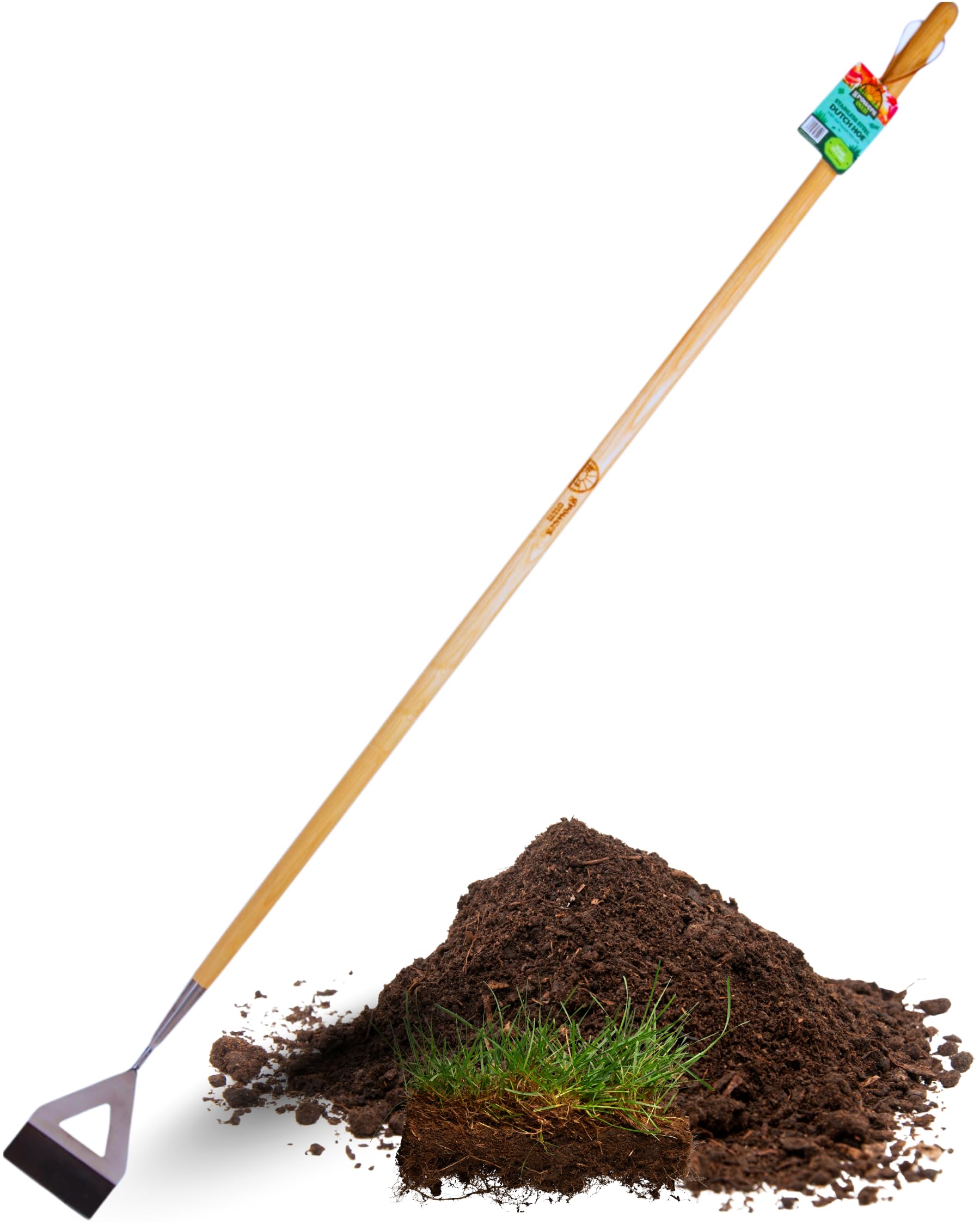 Growers Own Stainless Steel Garden Dutch Hoe with Strong Ash Wood Handle โ Heavy Duty Garden Hoe for Beds, Borders & Pathways. Durable Soil Weeding Tool for Beginners & Professional Growers