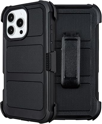 Saiboro for iPhone 16 Pro Max Case with Belt Clip Holster,for iPhone Pro Max 16 Case with Stand,Heavy Duty Rugged,2 Layers of Sturdy,Anti-Drop,for Protective Phone Case iPhone 16 Pro Max Cases Black
