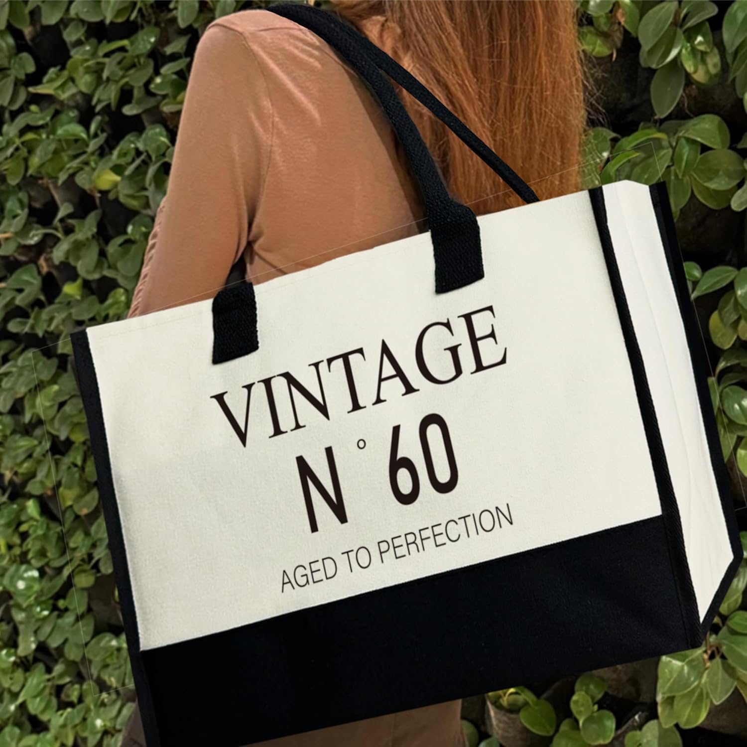 60th Birthday Tote Bag for Women, Vintage N°60 Canvas Tote Bag Gift for Her Birthday, 12x17 inch - Image 7