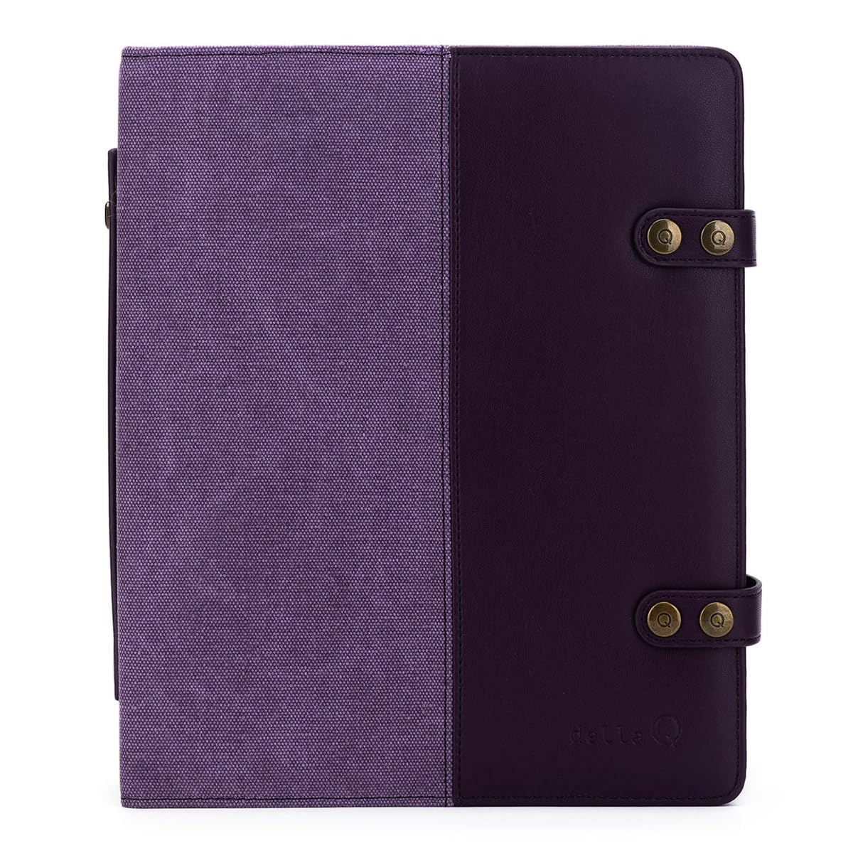 Della Q Hook Notebook-Faux-Leather Handle, for Knitting and Crochet Needles, Canvas, Plum, 26.7 x 22.9 x 6.4cm