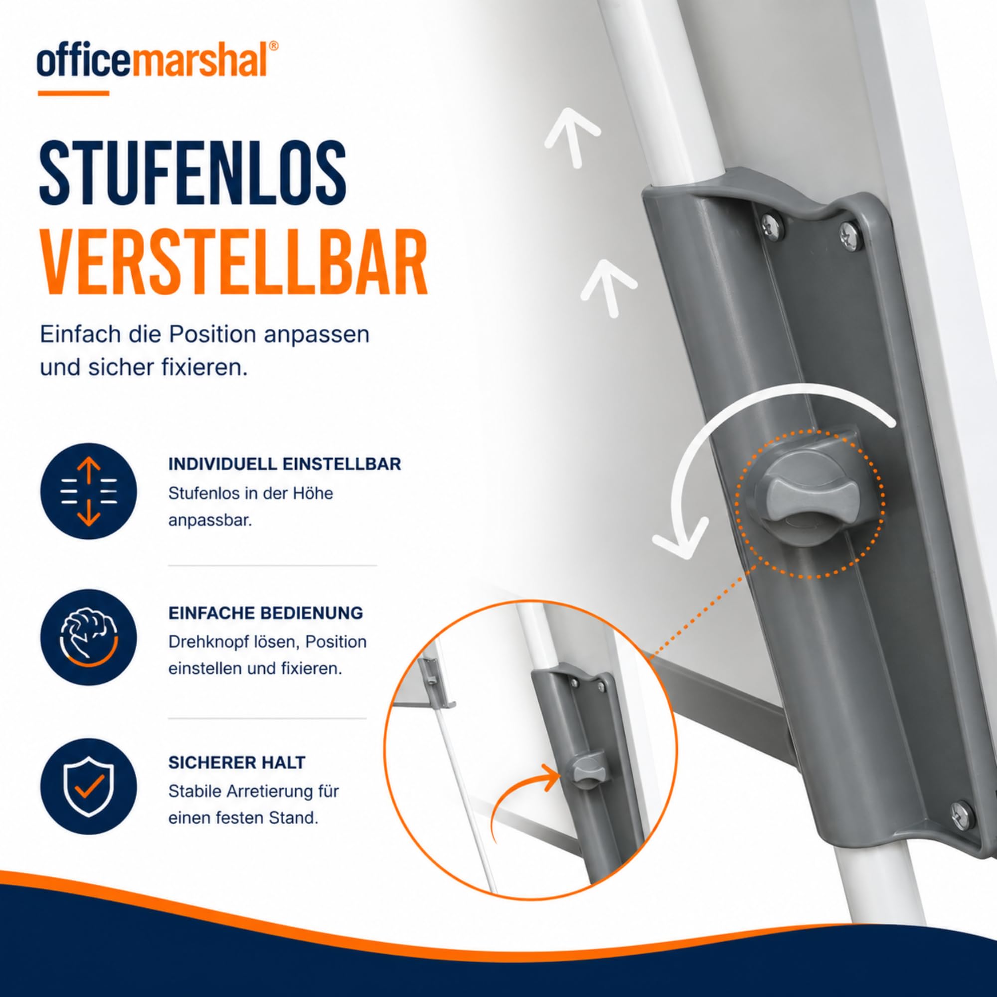 Office Marshal - Soporte magnético con trípode (68 x 105 cm, altura regulable hasta 180 cm)