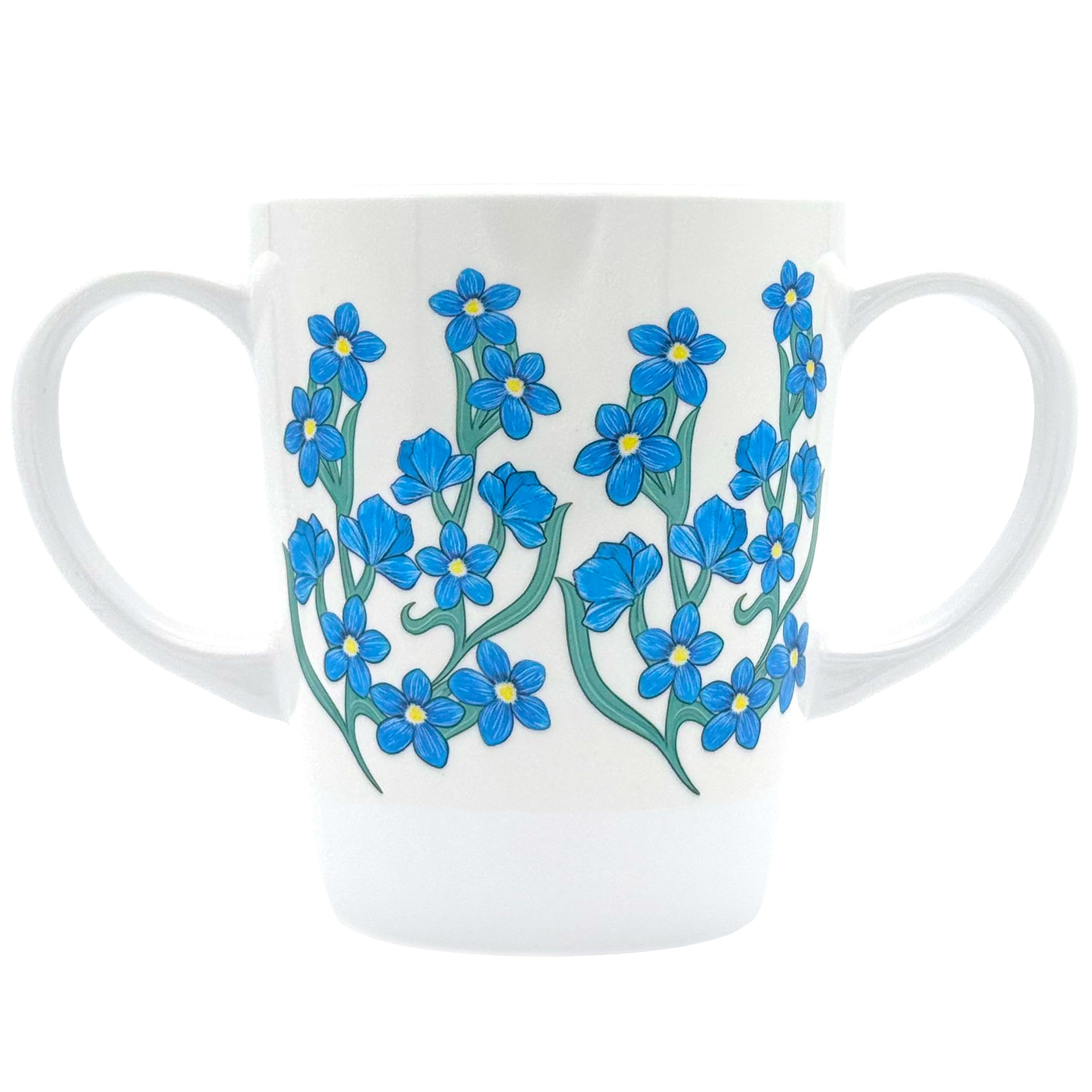 Rosa Lifestyle Two Handled Adaptive Mug 400ml Lightweight Melamine Easy Grip Cup for Elderly Arthritis Parkinson's Tremors (Light Blue Floral) โ image 1
