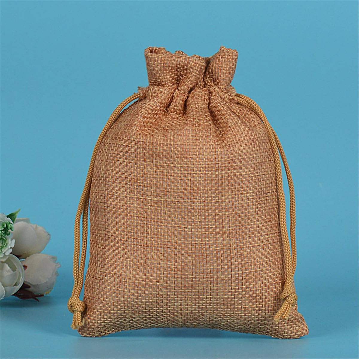 25 Stück Leinen-Säckchen Baumwollbeutel, Sack Beutel, Leinenbeutel, Adventskalender Verpackung Leinenbeutel, Geschenksäckchen Schmuckbeutel für DIY, Halloween, Weihnachten, Ostern (Braun, 20x30cm)