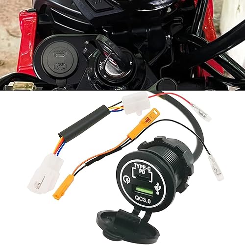 Compatible con Honda Trail 125 CT125 Hunter Cub (2019-2024) Carga Rápida 3.0 Teléfono de Motocicleta Tipo-c PD Dual USB Cargador Kit con adaptador