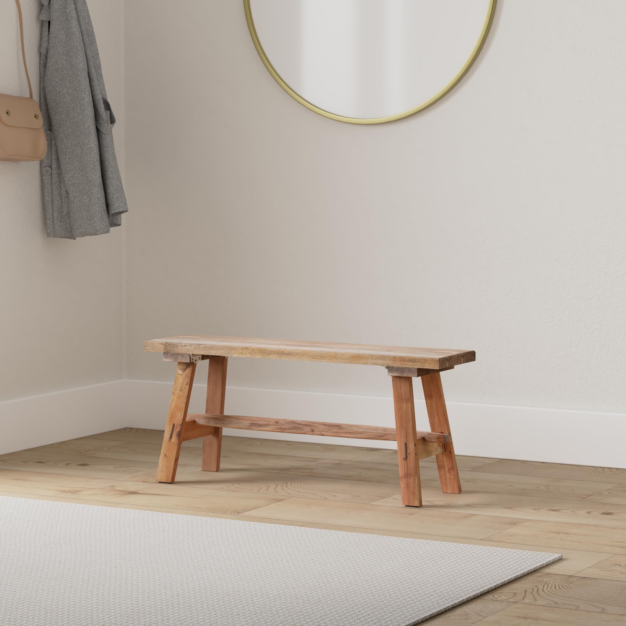 DESIGN DELIGHTS Vintage HOLZBANK Anzio 90x26x39cm(LxBxH), rustikale Sitzbank Altholz Look Holzbank