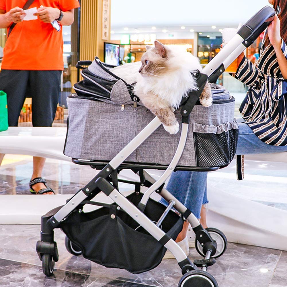 Cinque Passeggino, 4-Wheel Cat Passeggino, Jogger Cinque Passeggino, Gatto Cane Cage Passeggino, Pieghevole Cane Passeggino con Staccabile Vettore E Bagagli Carrello di Piccole E Medie Pet
