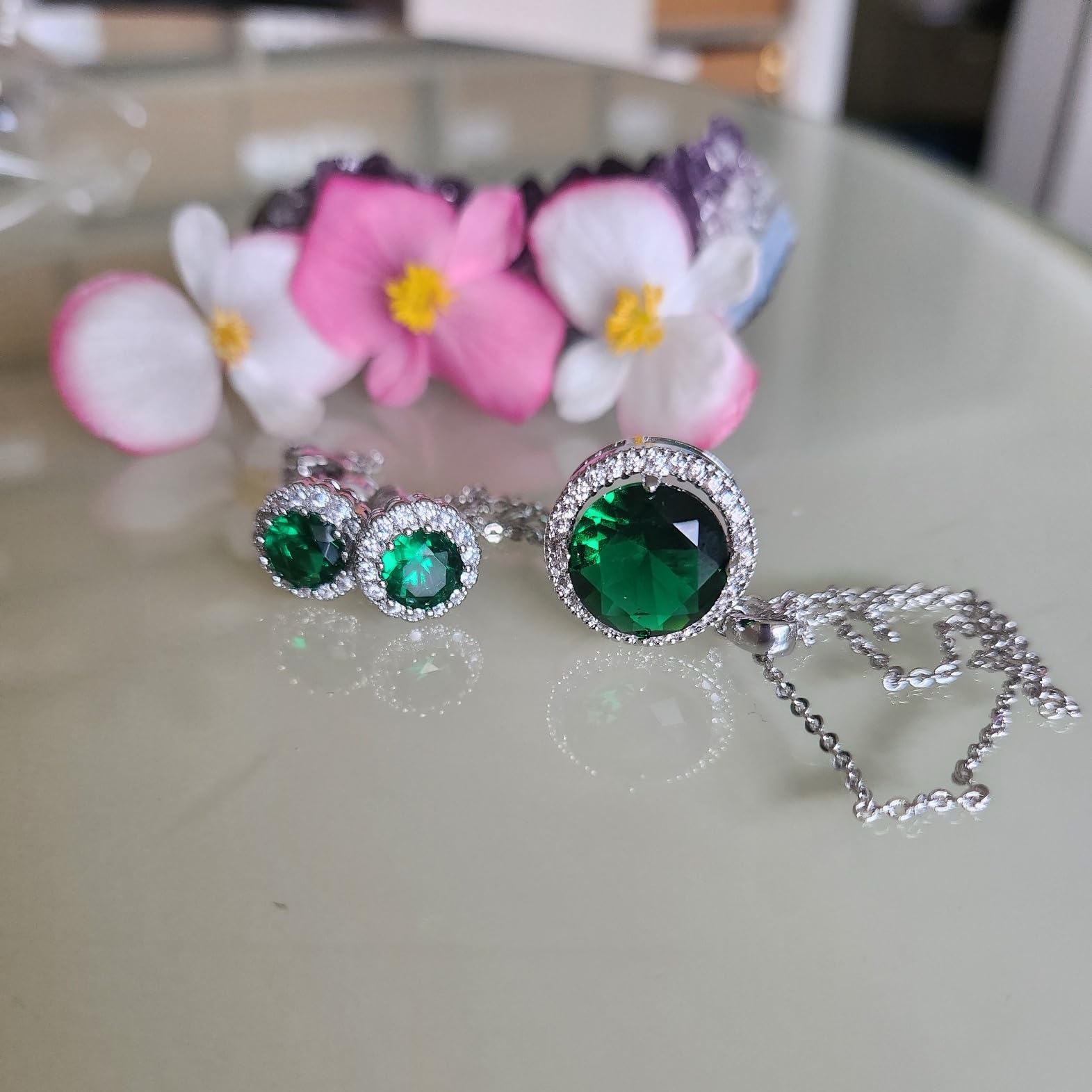 Crystalline Azuria Schmuck-Set für Damen Hochzeit Schmuck-Set mit Halskette und Ohrringe für Braut Zirkonia Kristalle Brautjungfer Kostüm Schmuck