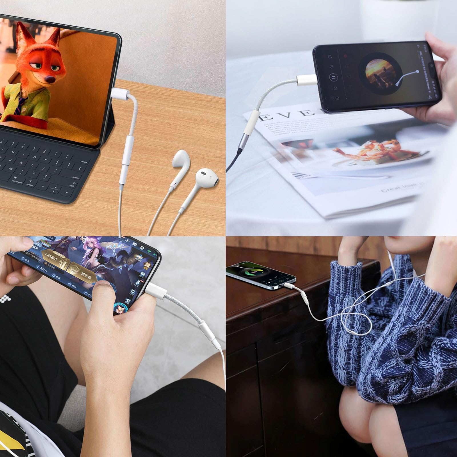 Adattatore da USB C a jack per cuffie femmina da 3,5 mm, cavo da USB C a Aux Audio Dongle compatibile con iPhone 16/15 Pro Max 16/15 Pro 16/15, Samsung Galaxy S24/S23/S22/S21 Ultra, iPad Pro, Pixel 8
