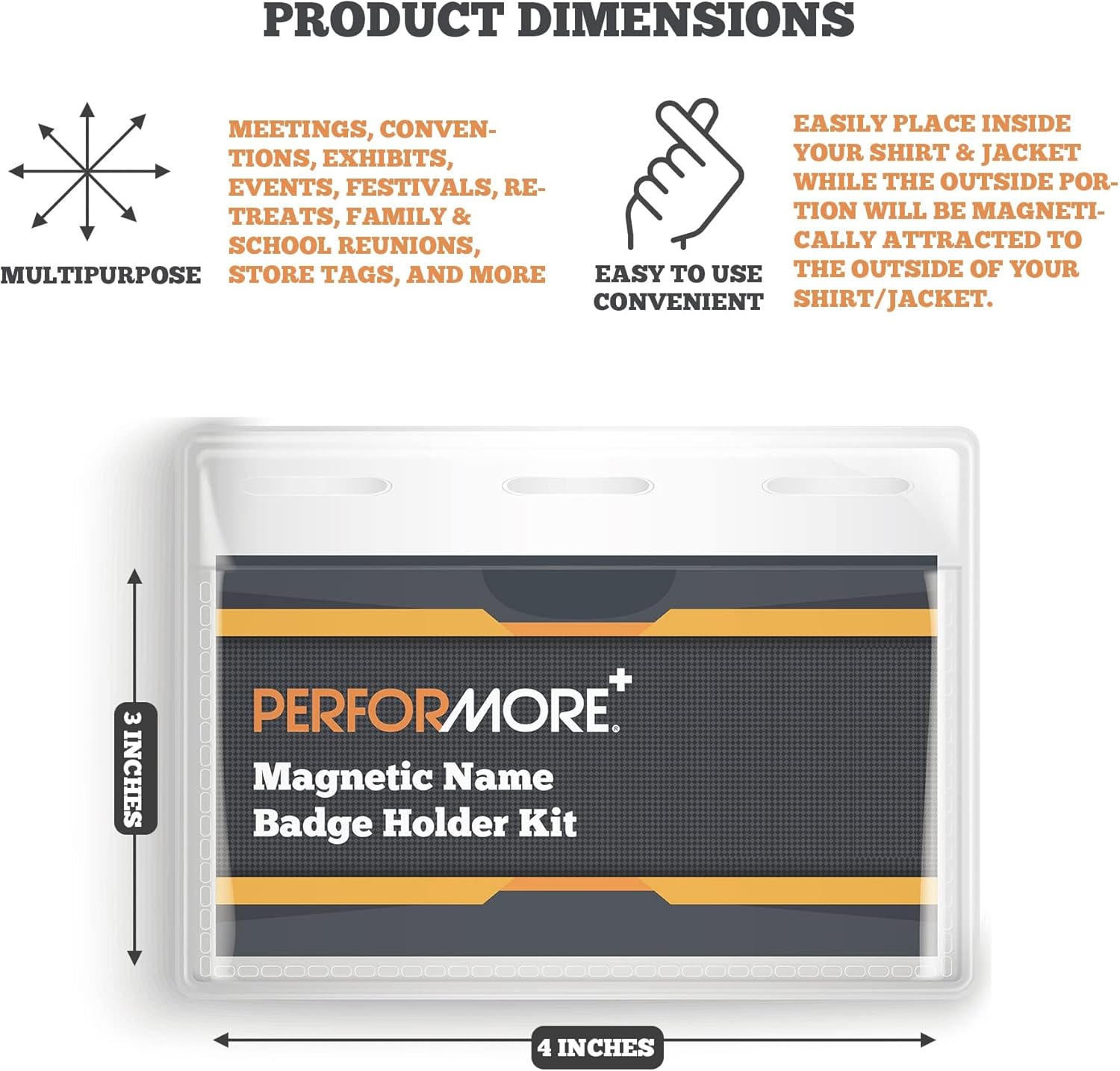 Performore 12 Pack of Magnetic Name Badge Holders, 4x3 Inch Horizontal Tag for Conventions, Exhibitors, Events - Vaccine Card Holder Protector for CDC Immunization Record, Plastic Name Tag - Image 6