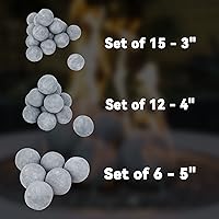 Vista 3 de Skyflame Juego de 6 bolas de cerámica, juego de 6 piedras de fuego redondas para fogatas o accesorios de chimeneas en interiores y exteriores, 5 Gris