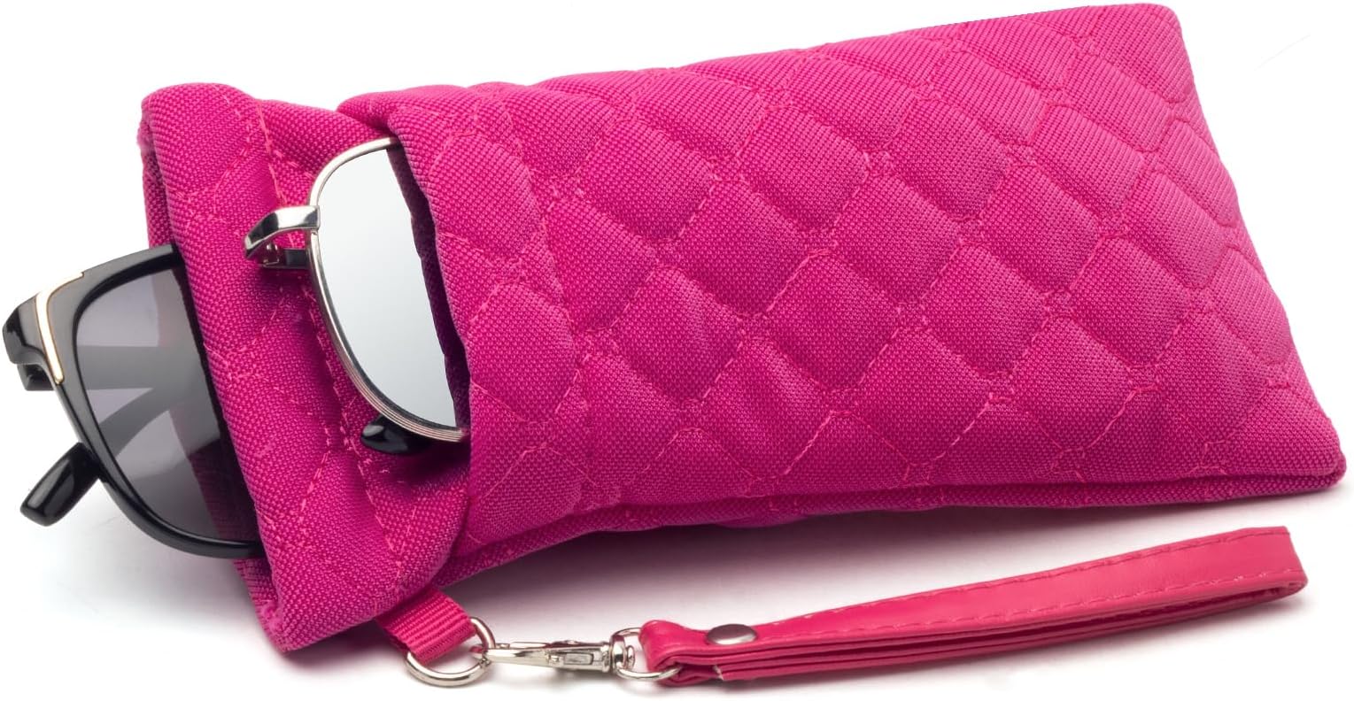 Double Glasses Case Soft Eyeglass Case For Women Men Squeeze Top Sunglasses Case With Cleaning Cloth
