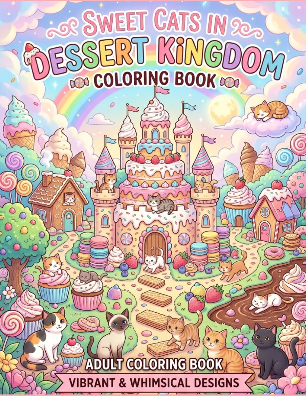 Sweet Cats in Dessert Kingdom Coloring Book: A Whimsical Journey Through a Magical World of Sweets