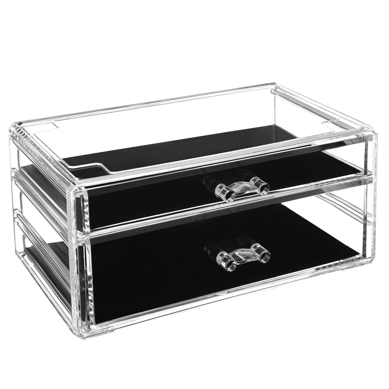 SONGMICS Make-up Organizer, 2 stapelbare Aufbewahrungsboxen, 5 Schubladen