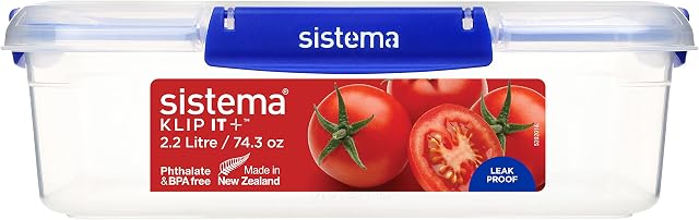 Sistema KLIP IT PLUS Food Storage Container | 2.2 Litre Leak-Proof, Stackable & Airtight Fridge/Freezer Food Boxes | BPA-Free Plastic | Recyclable with TerraCycle® | 1 Count