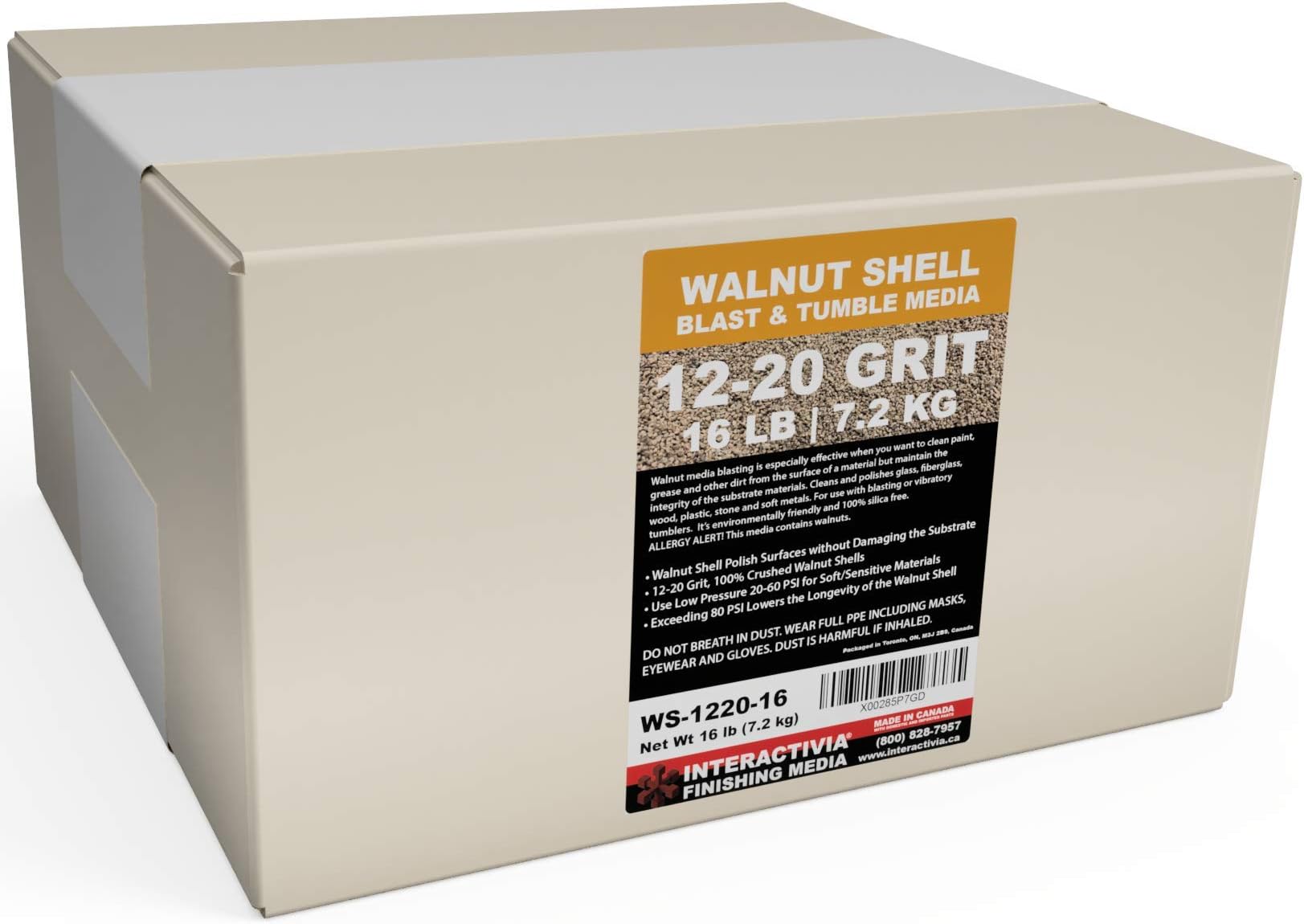 16 lbs or 7.2 kg Ground Walnut Shell Media 12-20 Grit - Medium Course Walnut Shells for Tumbling, Vibratory Or Blasting