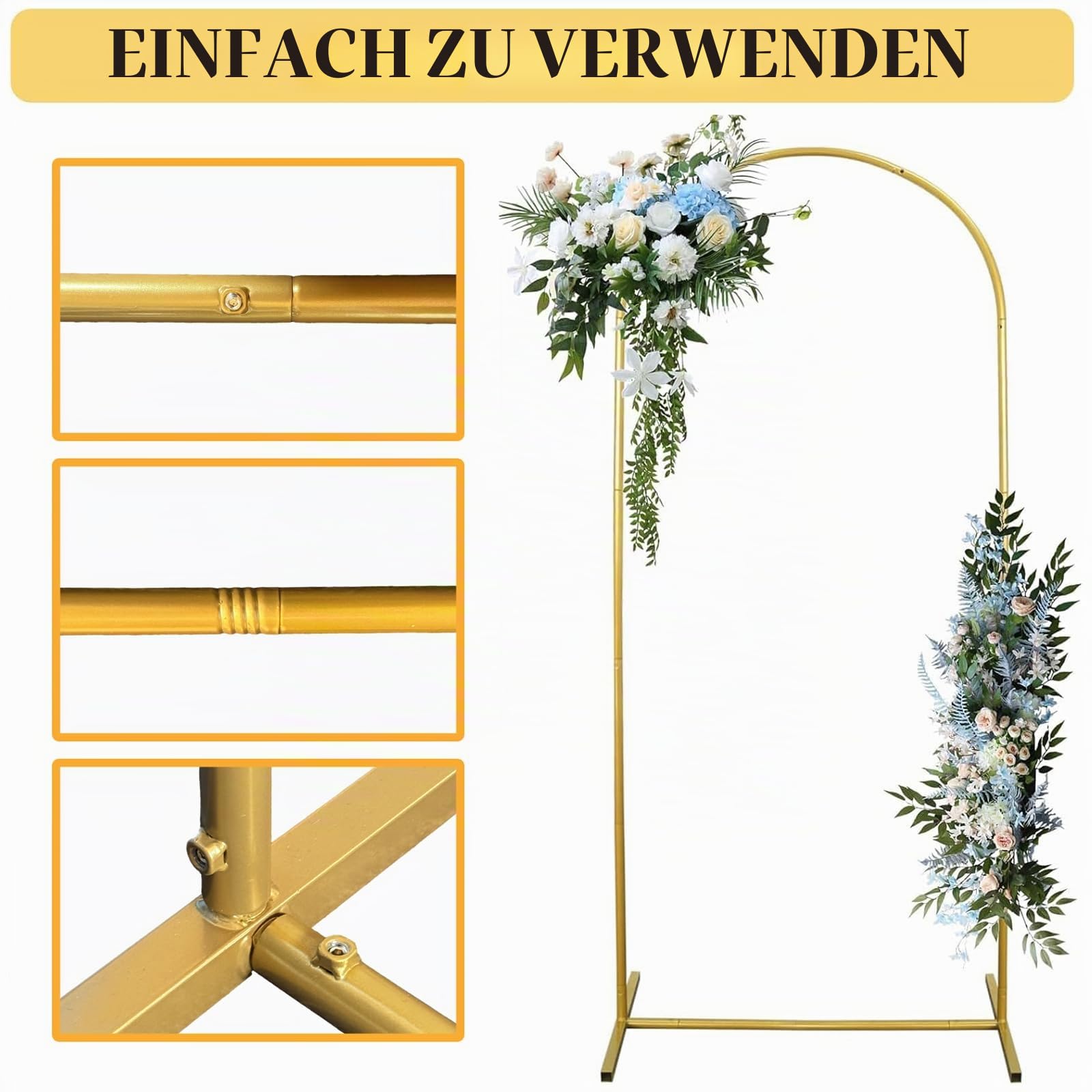 1,8m Hochzeitsbogen Ballonbogen Metall Rahmen Hochzeit Garten Party Deko | Robuster 0,8x1,8m Hochzeitsbogen aus Metall für Ballondeko, Hochzeiten, Gartenpartys, Geburtstage und Foto-Hintergründe