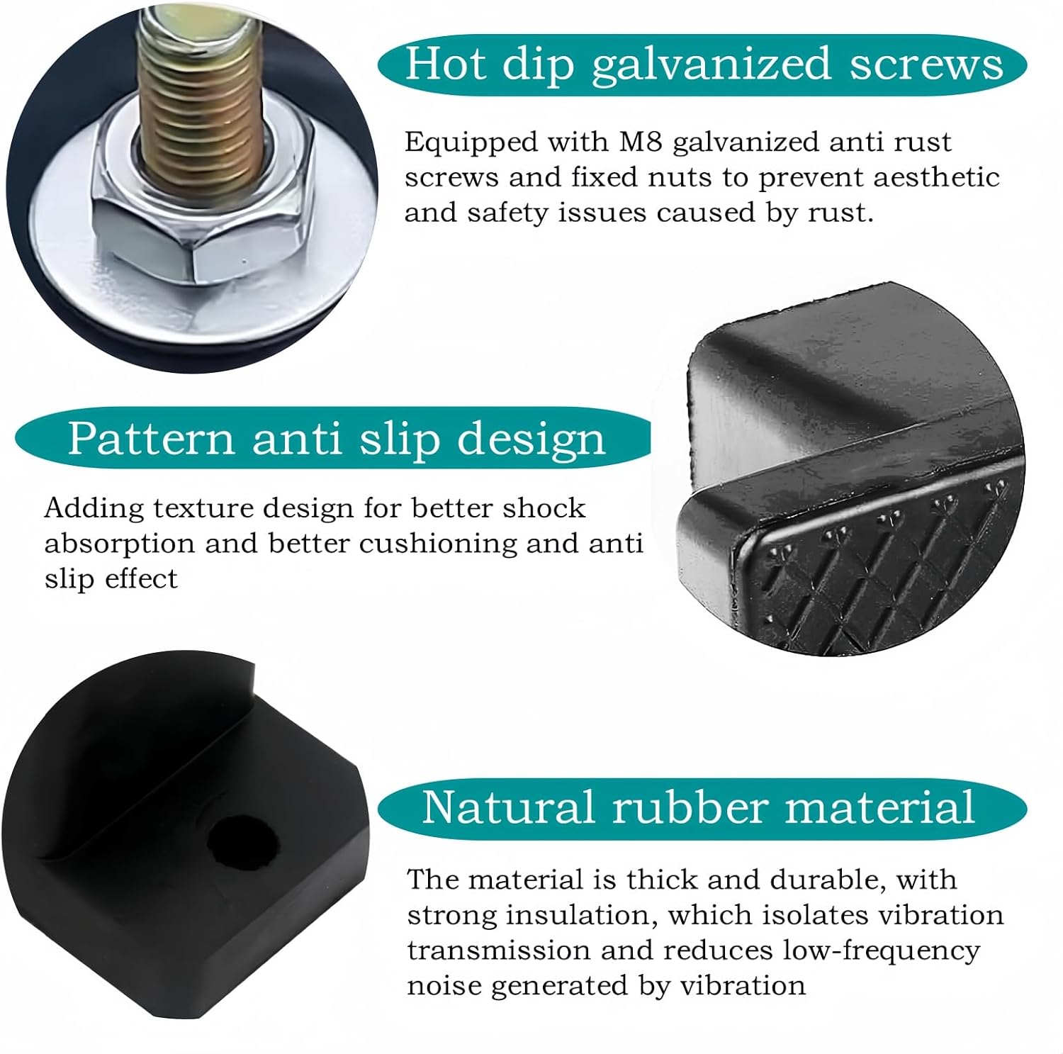 Anti Vibration Pads for Outdoor Mini Split, Anti-Vibration Shock Absorbing Rubber Mounting Bracket for Air Conditioner Condensers(Expansion Screw x 10, Rubber Isolation Pad x 4)