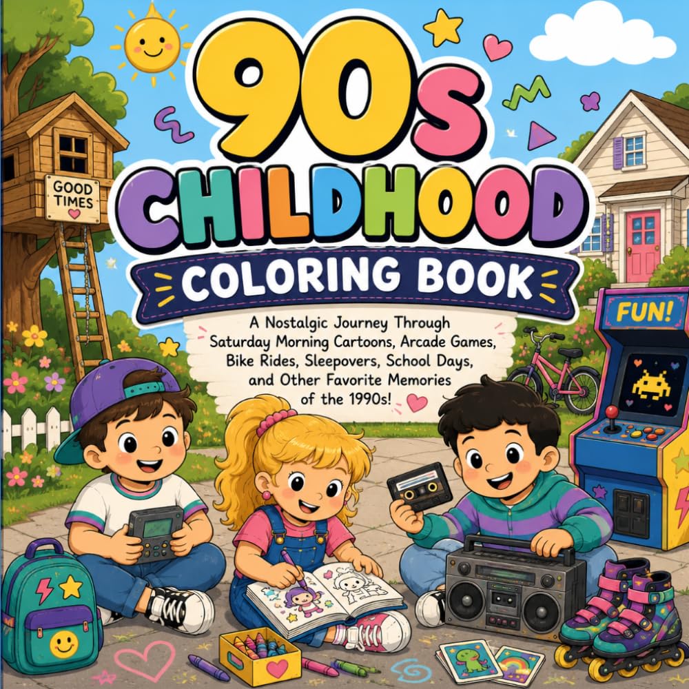 90s Childhood Coloring Book: Cute and Cozy Childhood Memories