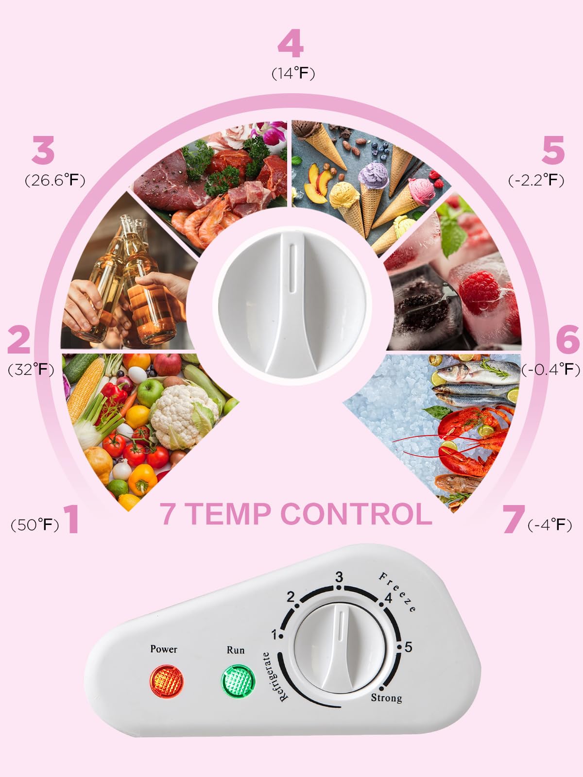 Krib Bling Chest Freezer Adjustable Thermostat Compact Freezers With Removable Storage Basket For House Kitchen Garage Basement 3.5 Cu.Ft White on Fridge.com - View 4