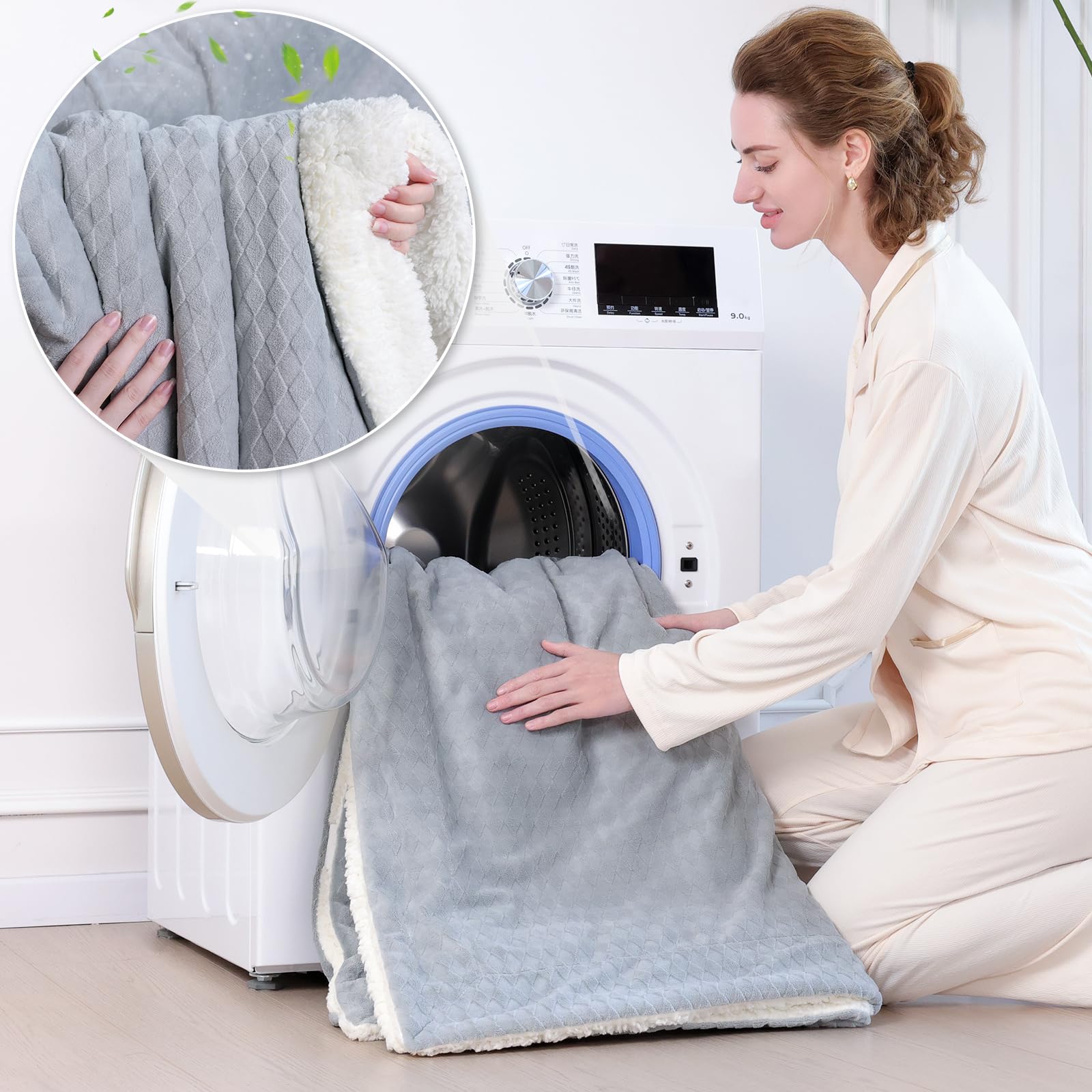 PanxHome Coperta Plaid Pile 200x230cm, 470GSM Coperta Pile per Jacquard a Forma di Rombo, Coperta Pelosa per Letto Super, Blanket di Alta Qualità, Una Coperta di Natale per Tutti(Grigio)