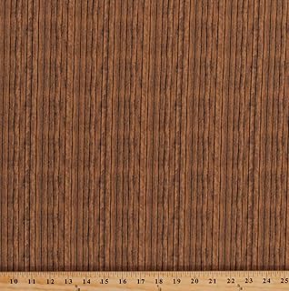 Cotton Brown Wooden Floorboards Planks Barn Wood Lumber Landscape Medley Cotton Fabric Print by The Yard (357BROWN)