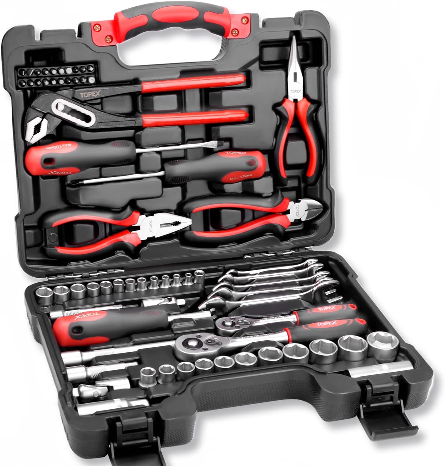 65-Piece Household Hand Tool Set Portable Home Auto Repair Kit Premium Quality w/Pliers, Screwdriver Kits Toolbox Storage Case/Mechanic Hand Tool Set for Home Repair Maintenance